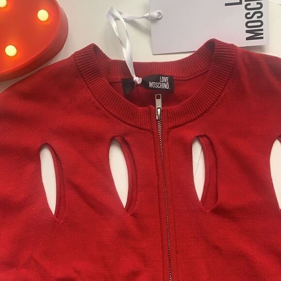 ❤️nwt Love Moschino Cropped Cut Out Zip Cardigan❤️ - Picture 2 of 12